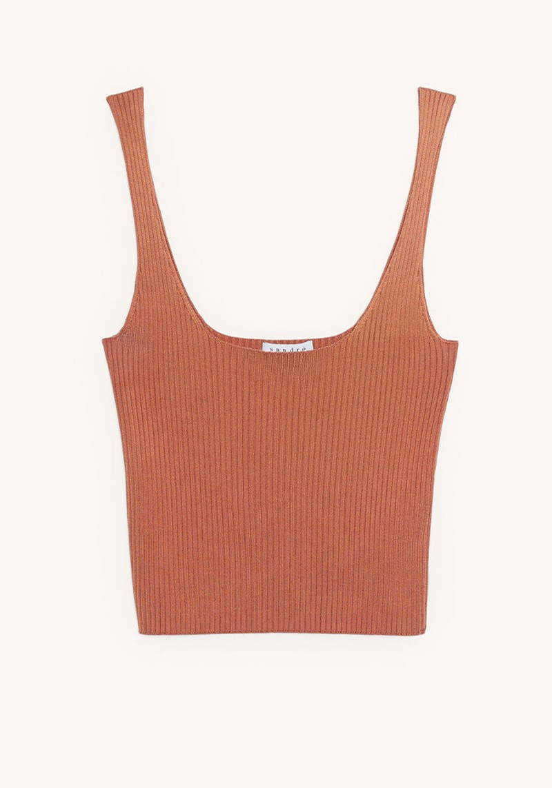Ribbed Knit Cropped Vest Top from Sandro