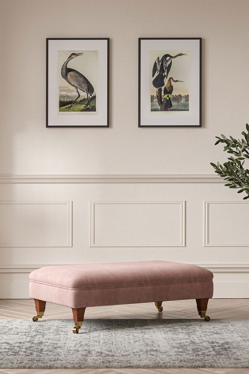 Emeline Soft Brushed Footstool with Castor Legs from ÉDITÉ