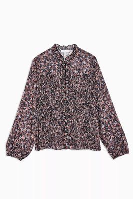 Pleat Neck Floral Blouse from Topshop