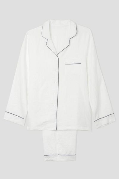 White Linen Pyjama Trouser Set