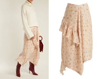 Jasmine Silk Ruffle-Trim Midi Skirt from Preen By Thornton Bregazzi