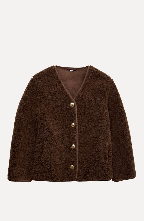 Borg Gold Button Relaxed Jacket