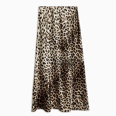 Leopard Satin Bias Midi Skirt from Topshop