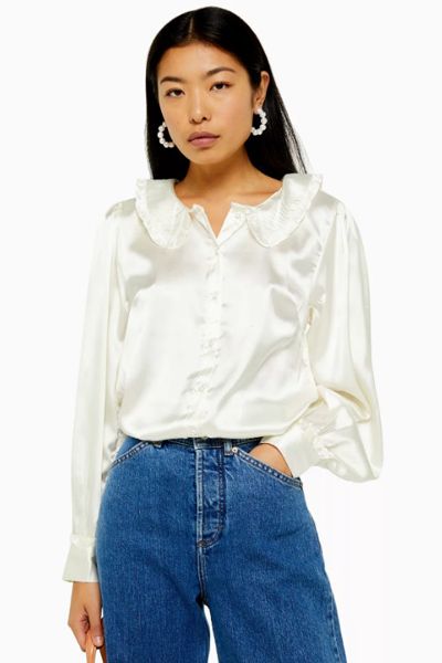 Peter Pan Collar Satin Shirt from Topshop