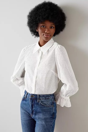 Kitty White Cotton Eyelet Shirt, £199 | LK Bennett