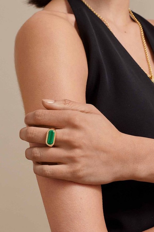 Charlotte Collins Malachite Statement Ring from Edge Of Ember