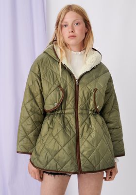 Down Jacket With Hood & Fur Effect from Maje