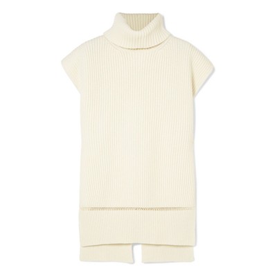 Pointelle-Trimmed Ribbed Wool & Cashmere Blend Turtleneck from Alexander McQueen