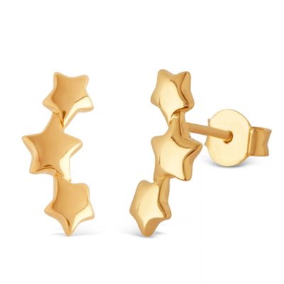 Gold-Plated Bijou Triple Star Earrings from Dinny Hall