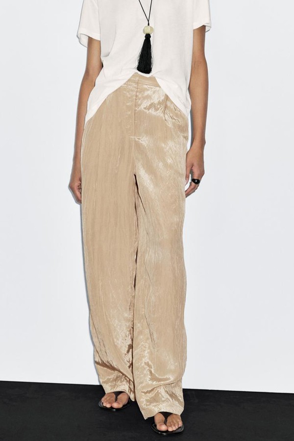Textured Satin Trousers from Massimo Dutti