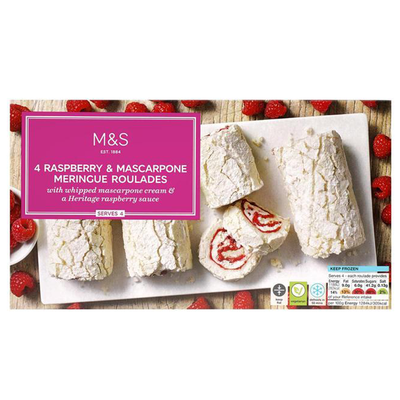 4 Raspberry & Mascarpone Meringue Roulades Frozen