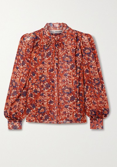 Edith Floral-Print Fil Coupé Silk & Lurex-Blend Blouse from Ulla Johnson