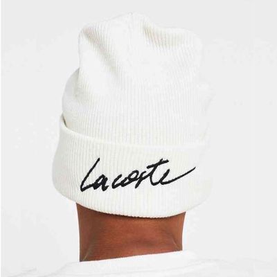 Off White Script Beanie from Lacoste