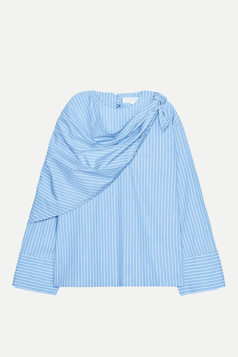 Striped Shirt With Multi-Position Scarf