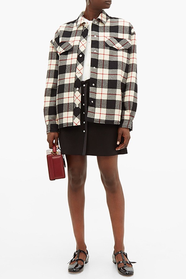 Checked Single-Breasted Wool Jacket from Miu Miu