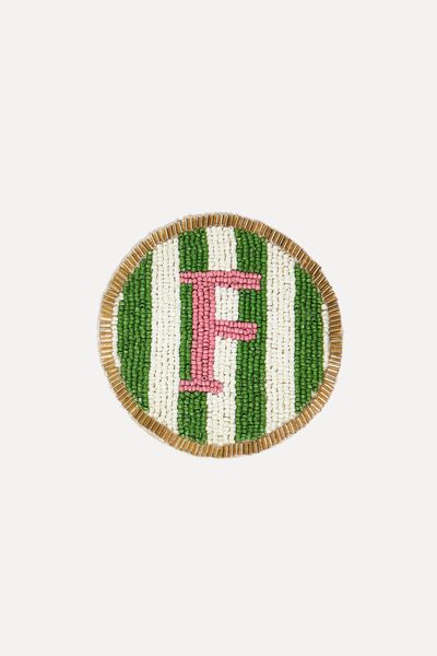 Quentin Alphabet Initial Beaded Coaster from Oliver Bonas