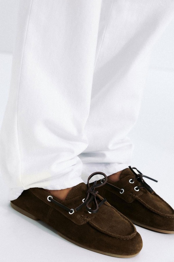 Split Suede Topstitched Loafers from Zara
