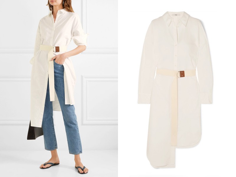 Belted Cotton-Piqué Midi Dress from Tibi