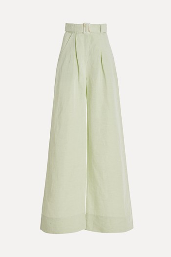 Pleated Linen Wide Leg Trousers   from Matthew Bruch 