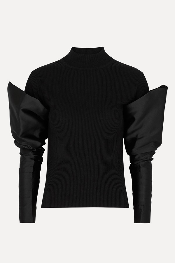 Panelled Ribbed Silk Jumper