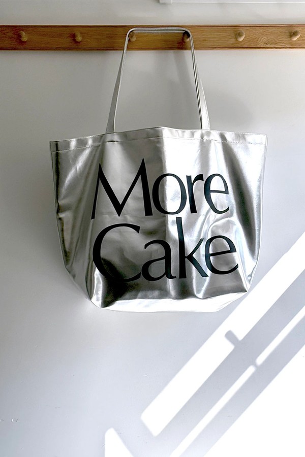 "More Cake" Silver Tote from Violet x More Joy