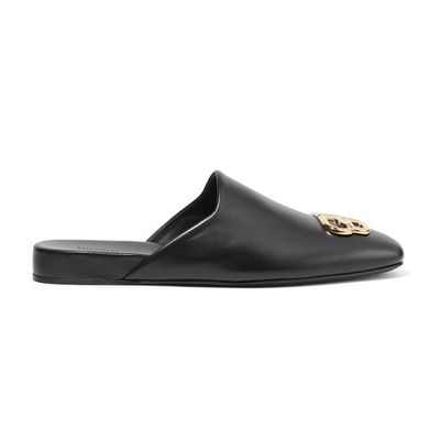 Cosy BB Logo-Embellished Leather Slippers from Balenciaga