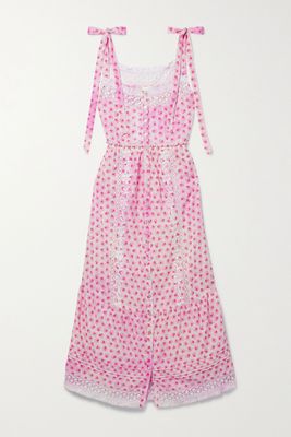 Carlyle Lace-Trimmed Embroidered Floral-Print Cotton Voile Midi Dress from Love Shack Fancy
