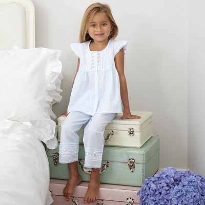 Blue Lace And Pintuck Pyjamas from Mini Lunn