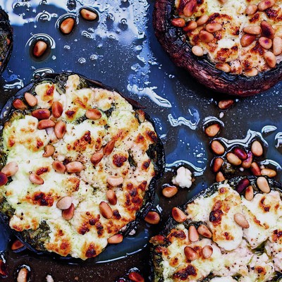 Goat’s Cheese & Pesto Stuffed Portobello Mushrooms