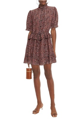 Ruffle-Trimmed Printed Silk Crepe De Chine Mini Dress from Vanessa Bruno