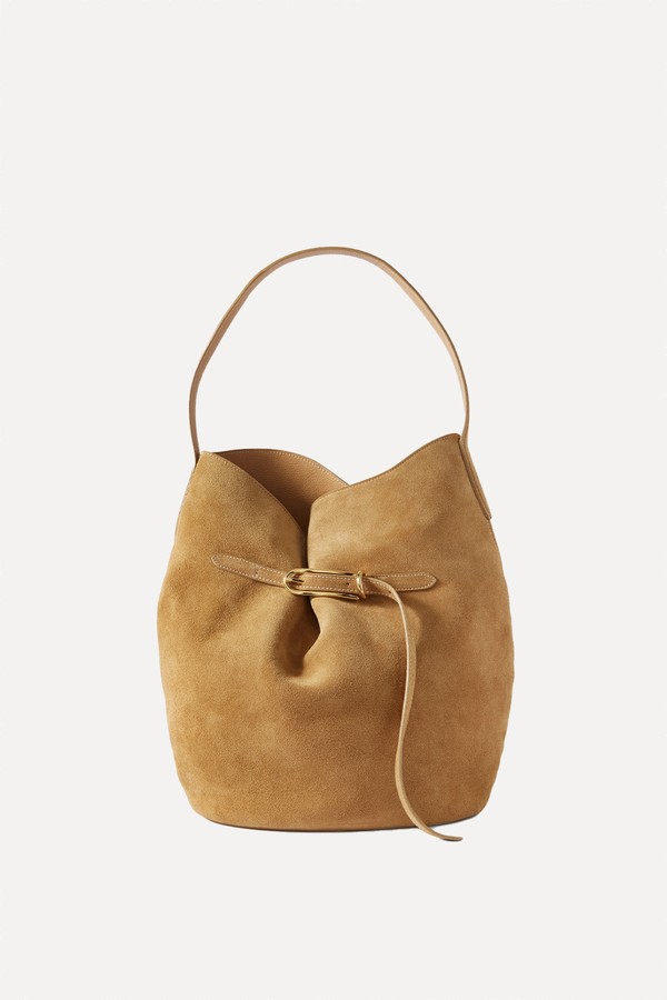 Buckled Suede Bucket Bag from Liffner