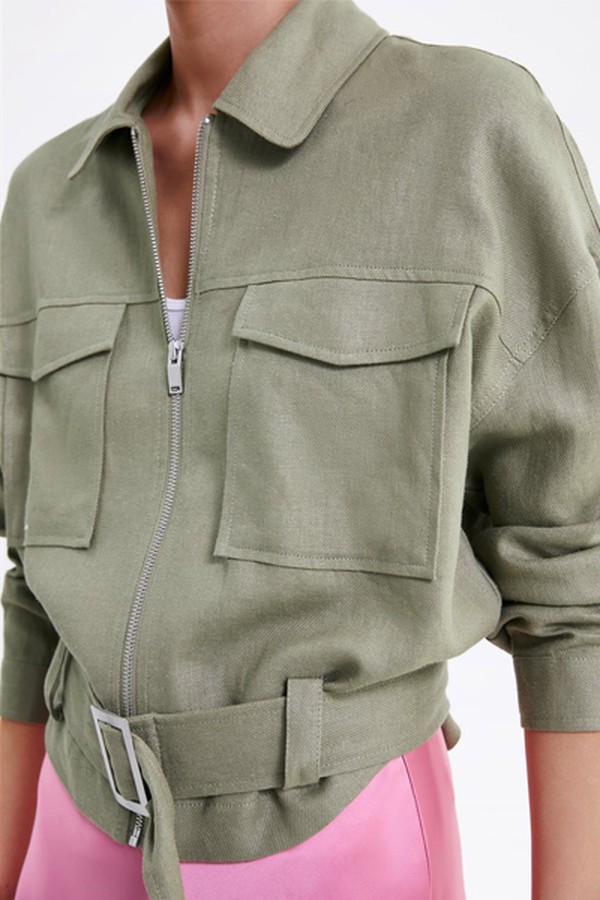 Cropped Jacket with Belt