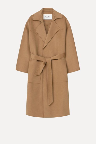  Alamo Wool/Silk Blend Robe Coat from Nanushka