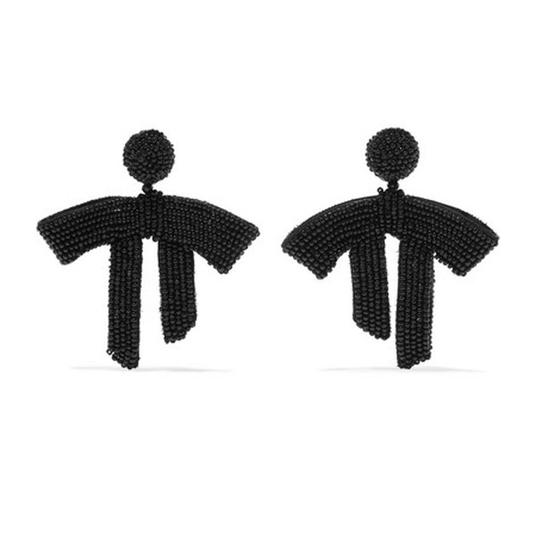 Beaded Cotton Clip Earrings from Oscar De La Renta