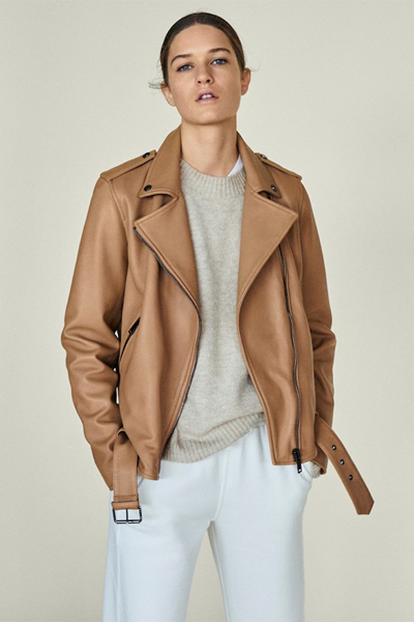 Belted Nappa Biker Jacket