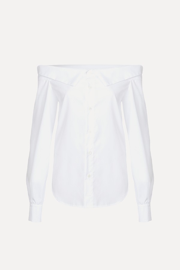 Off-Shoulder Poplin Shirt