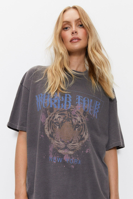 World Tour Graphic Oversized T-Shirt from Warehouse