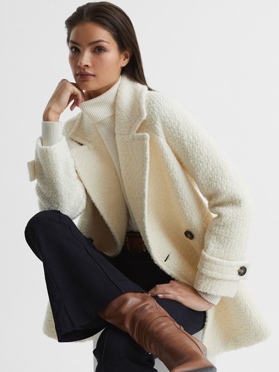 Andressa Short Wool Blend Boucle Teddy Coat