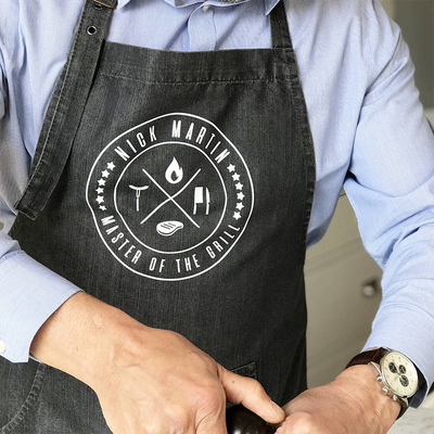 Personalised Denim 'Master Of The Grill' Bbq Apron from Precious Little Plum