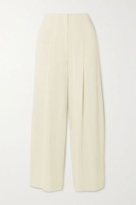 Pleated Cady Wide-Leg Pants from Theory