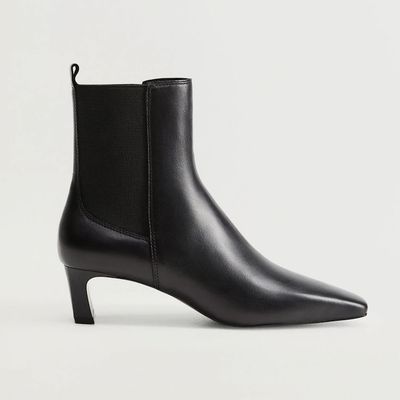 Heel Leather Ankle Boot from Mango