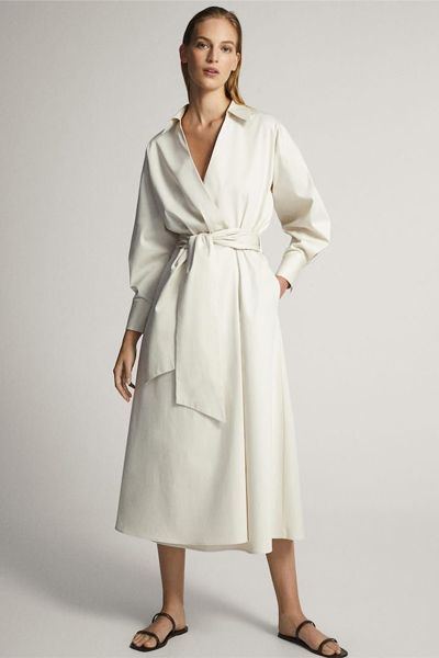 Poplin Shirt Dress With Belt from Massimo Dutti