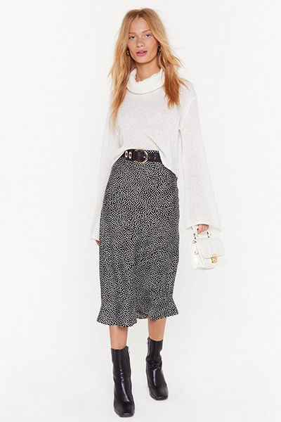 It's Spot Over Satin Midi Skirt