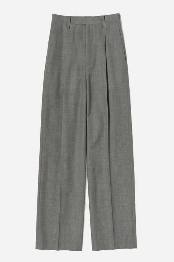 Tropical Wool Kid Mohair One-Tuck Slacks