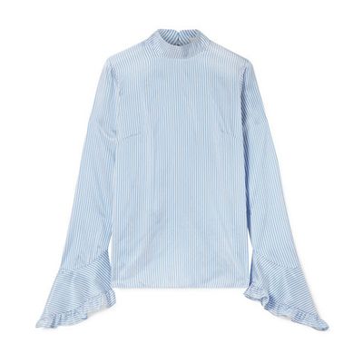 Lindsay Ruffle-Trimmed Striped Silk Blouse from Erdem