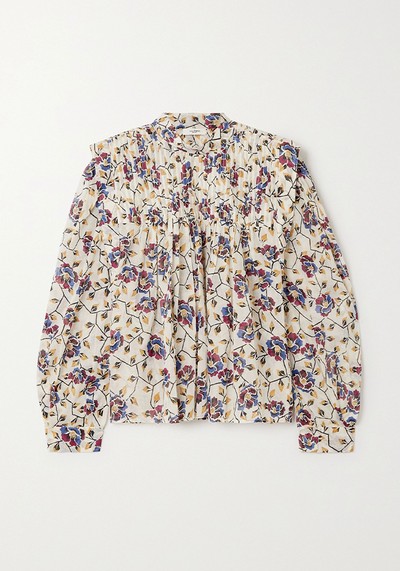 Vega Pleated Floral-Print Cotton-Voile Blouse from Isabel Marant Étoile