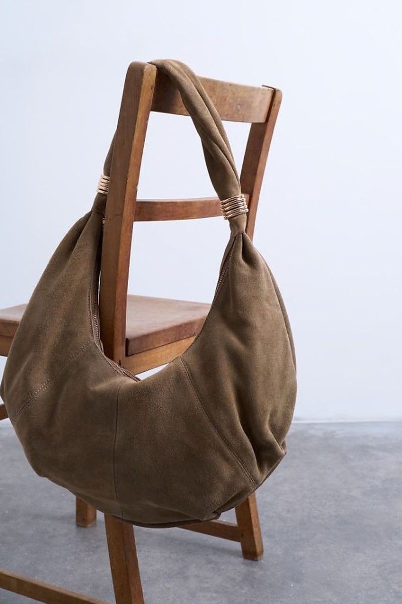 Sterling Real Suede Scoop Shoulder Bag