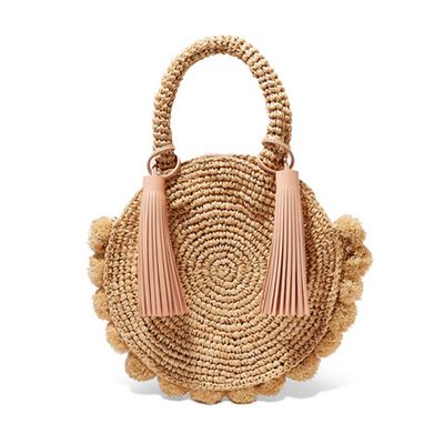 Tasseled Pompom-Embellished Raffia Tote from Loeffler Randall