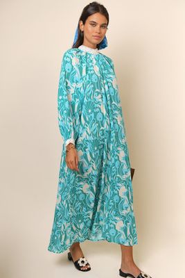 Kahlo Abstract Shells Maxi Shell Dress With Lace Trim