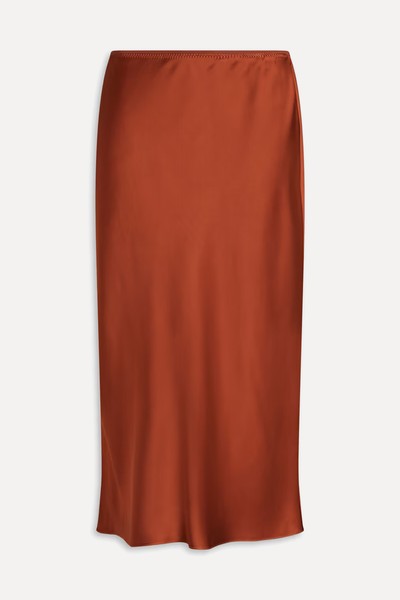 Isaak Silk-Satin Midi Skirt from Joseph